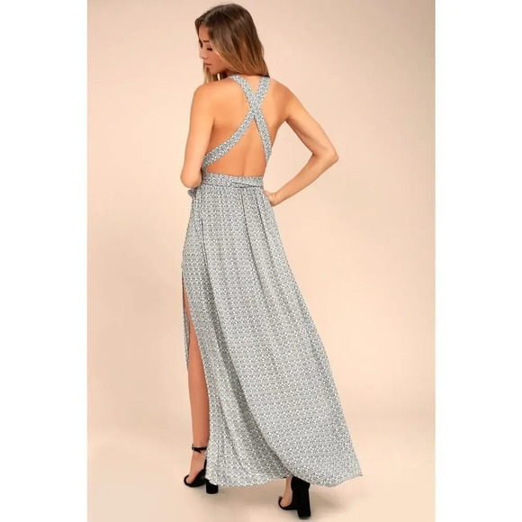 Lulu’s Casablanca Queen Black and White Print Maxi Dress Size Small Rayon Womens - Picture 2 of 11